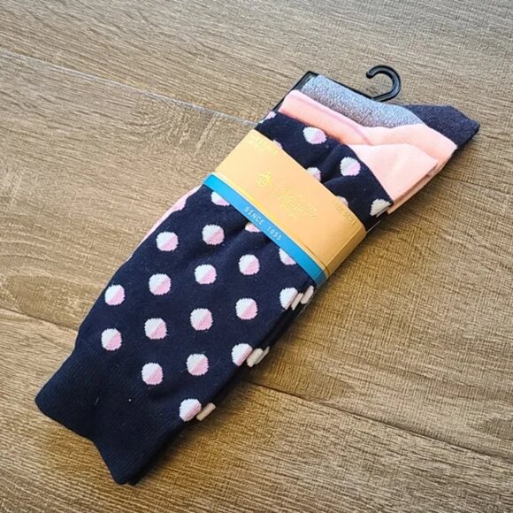 3 pair Original Penguin "Mixed Stripe" crew Socks - Picture 2 of 4